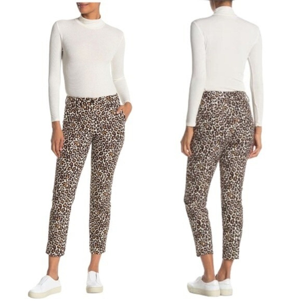 J.Crew Leopard Print Brown Animal Slim Ankle Trousers WMS 14 Chic